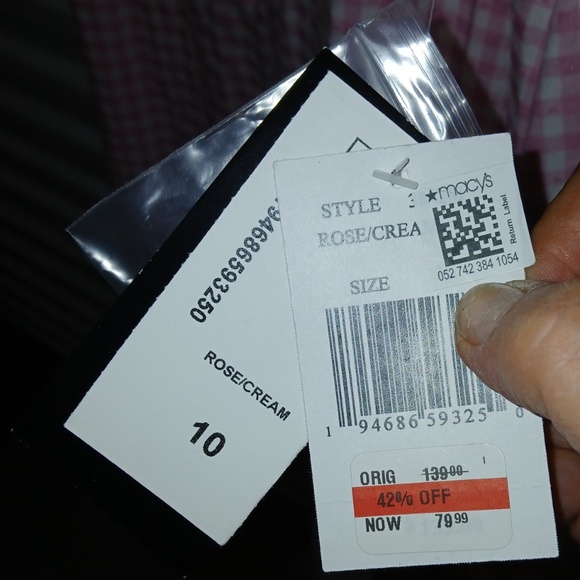Taylor Gingham Midi Dress V-Neck Puffy Short Sleeves Pink/White Women’s 10 NWT - Picture 6 of 7